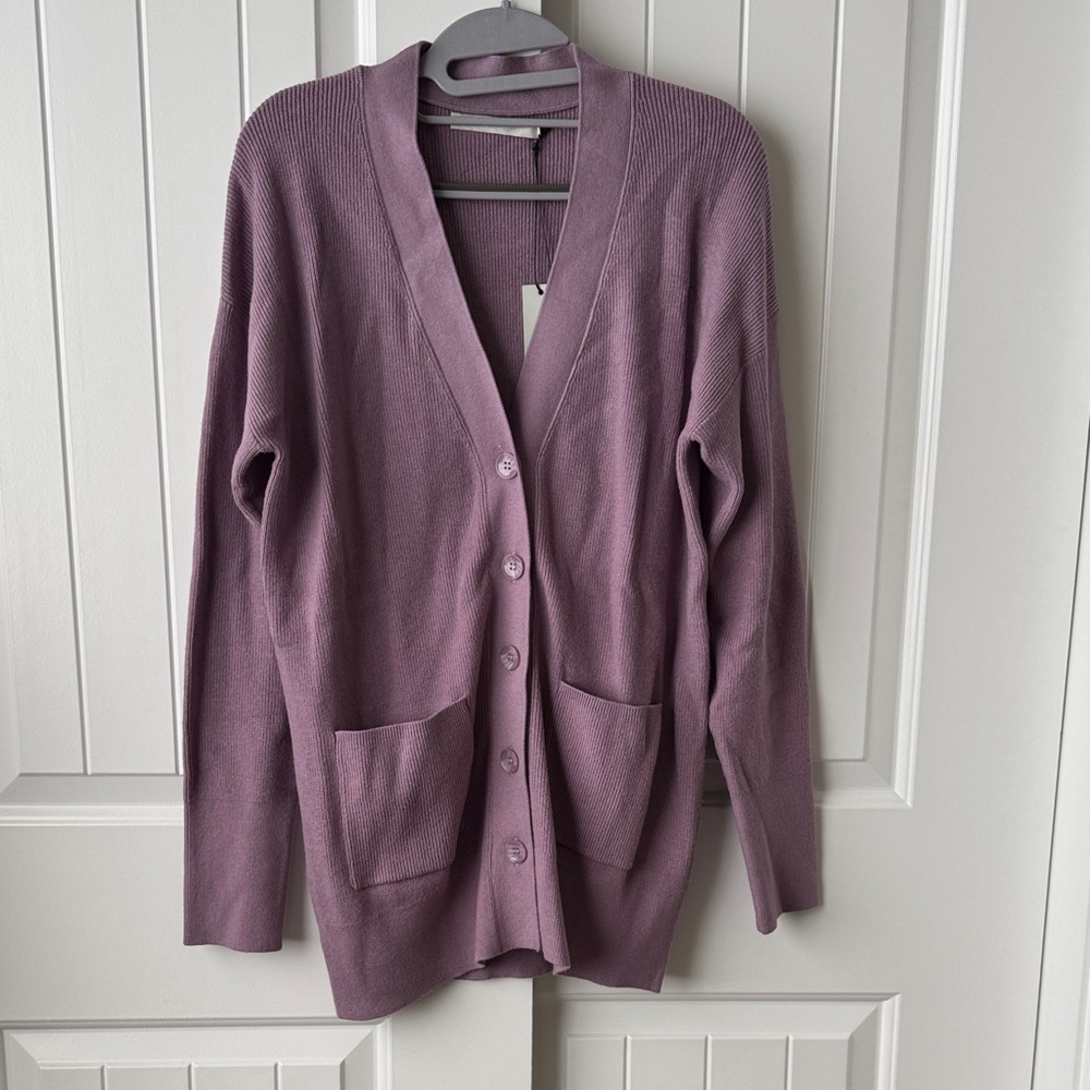 Lavender Button-Up Women's Cardigan